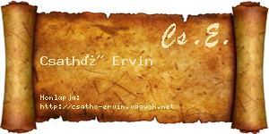 Csathó Ervin névjegykártya